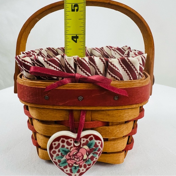 Longaberger 1995 Sweetheart Sweet Sentiments Small Basket Liner and Heart Charm - Picture 14 of 15